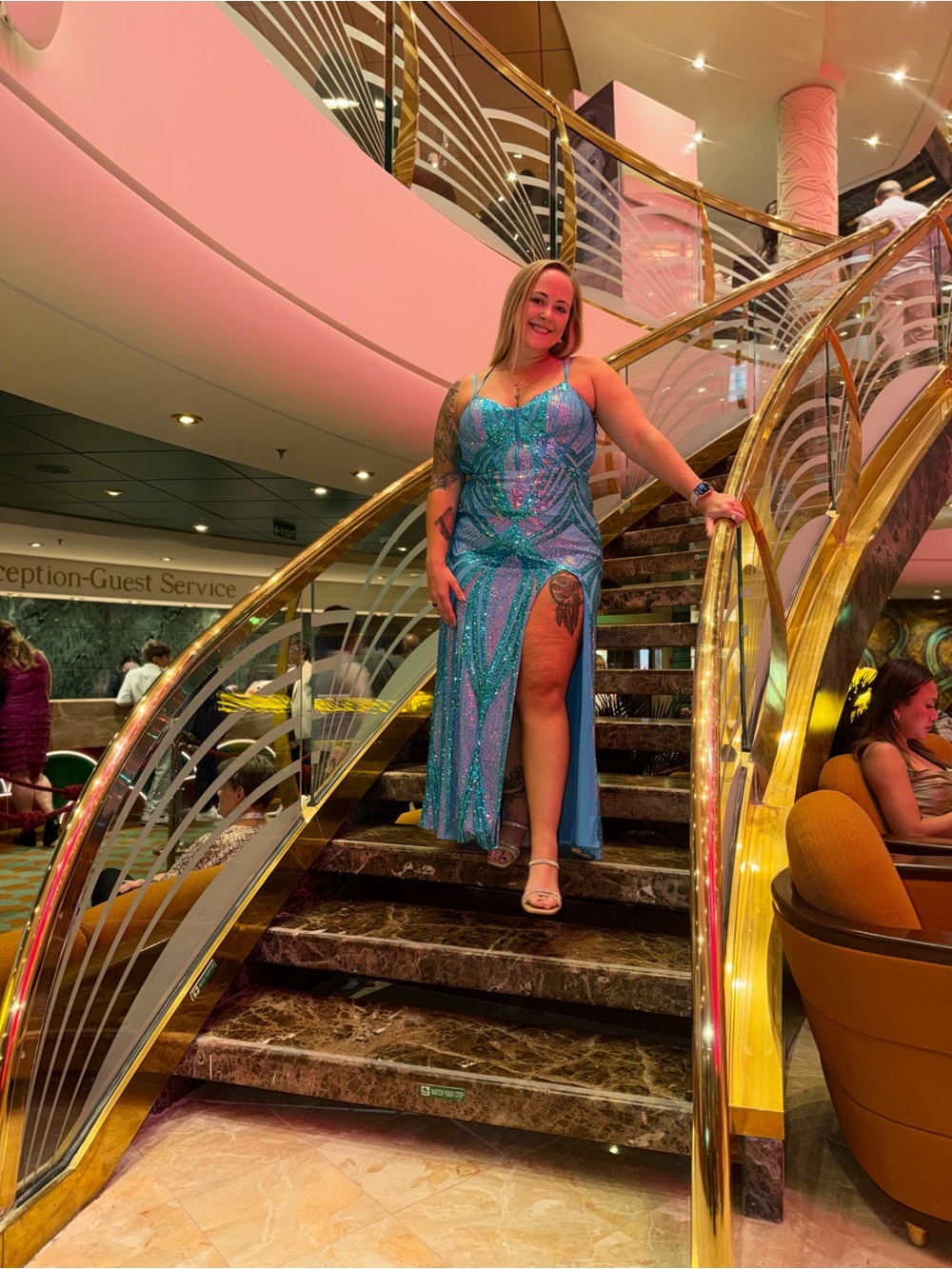Sparkling Teal Sequin corset Dress with High Slit